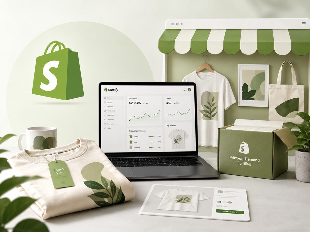 Shopify and Print-on-Demand course visual